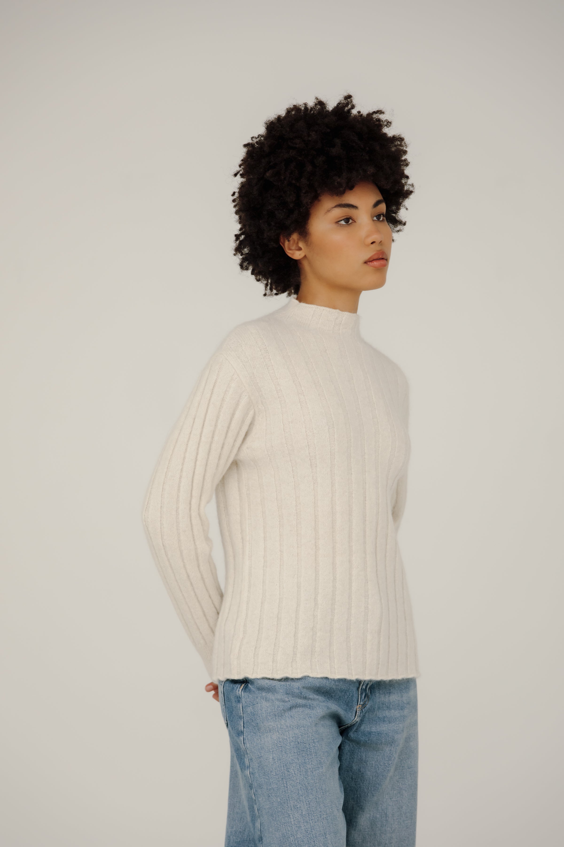 Demi Mock Neck in Ivory XS S Bare Knitwear