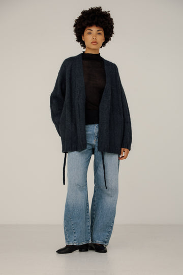 Roan Wrap Cardigan in Denim