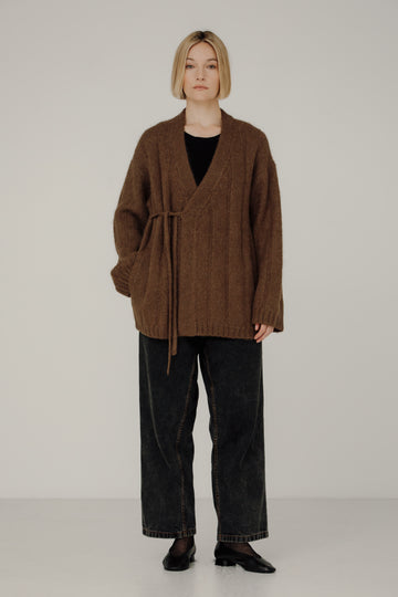 Roan Wrap Cardigan in Saddle